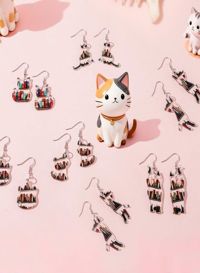 Vynium Book Earrings 12 Pairs, Book Lovers & Readers Gifts with Cat, Bookshelf, Acrylic Dangle Earrings for Librarian, Student, Christmas Women Gift, Teacher Appreciation Day Gifts - Image 5